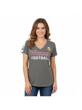 Minnesota Vikings Football V Neck Tee Shirt Women's Medium